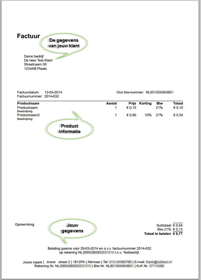 factuur voorbeeld